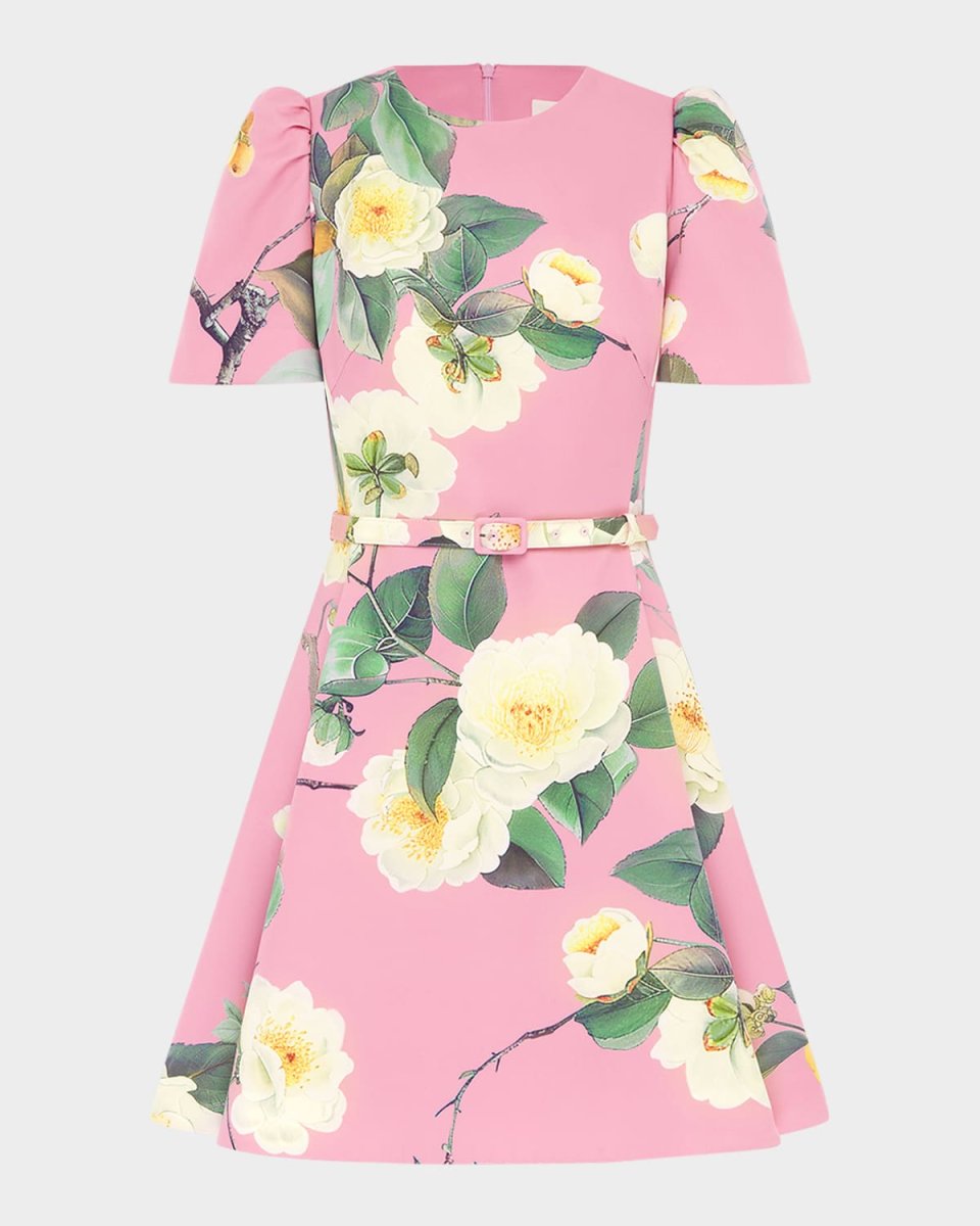 Elyse Floral-Print Belted Mini Dress